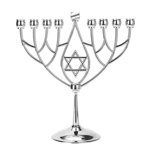 BRTAGG Hanukkah Menorah Upgrade Cups with Built-in Pins, Star of David Candle Holders 9 Branches, Fits All Candles up to 0.59" in Diameter, Jewish Gifts