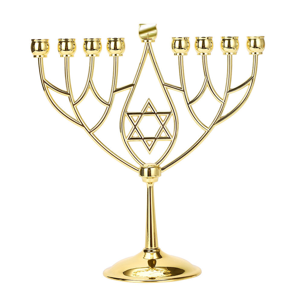 BRTAGG Hanukkah Menorah Upgrade Cups with Built-in Pins, Star of David Candle Holders 9 Branches, Fits All Candles up to 0.59" in Diameter, Jewish Gifts