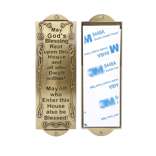 BRTAGG Mezuzah Case with Double Sided Tape, 6" High by 2" Wide For Front Door, Blessing House, Bless People, English Scripture, Easy Peel and Stick Mezuzah Cover Jewish Gifts
