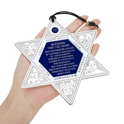 BRTAGG Star of David Wall Hanging Decor with English Blessing for Home 6.1" Wide Jewish Gifts