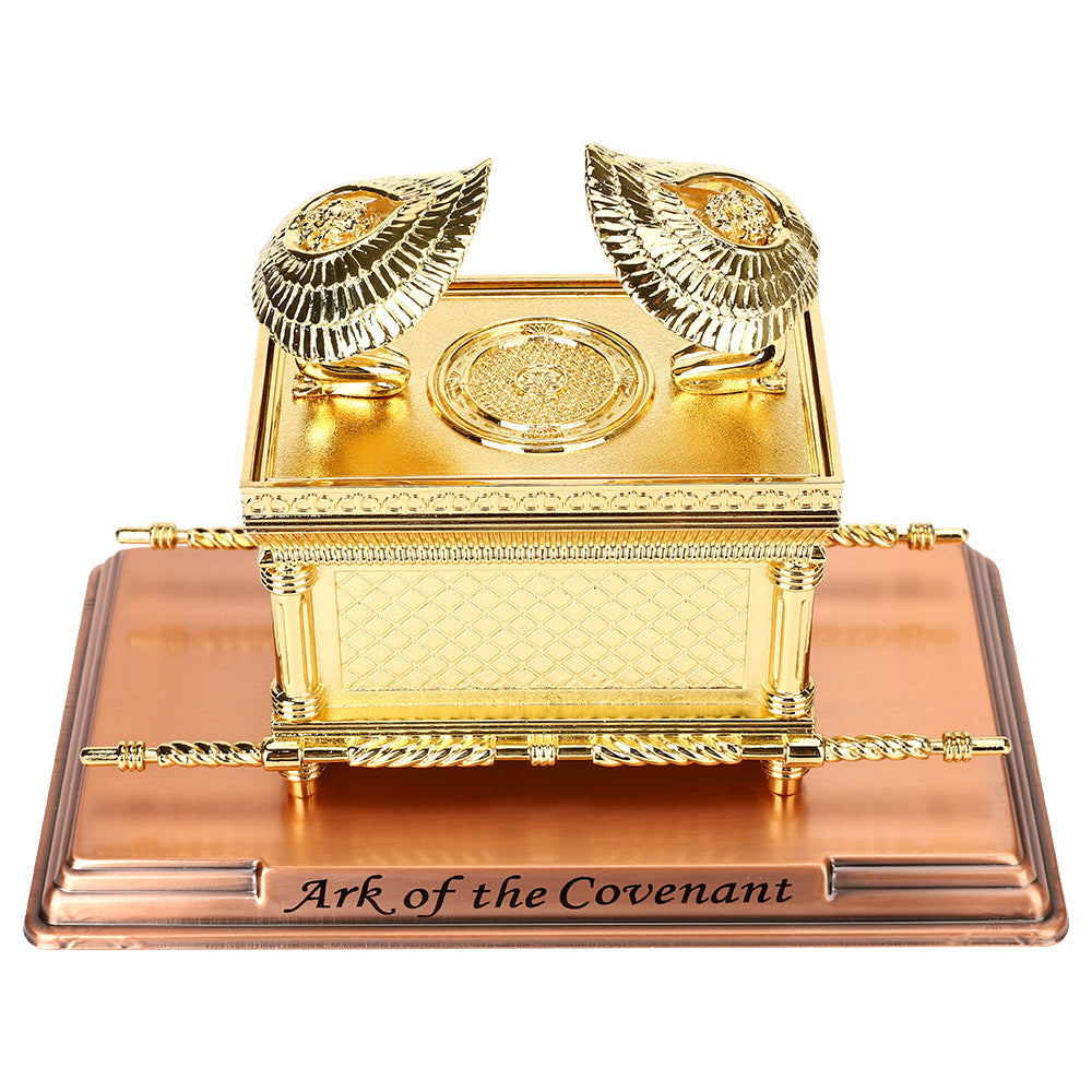 BRTAGG The Ark of The Covenant Replica Gold Plated Statue with Contents, Aaron‘s Rod/Manna/Ten Mandments Stone (Large)