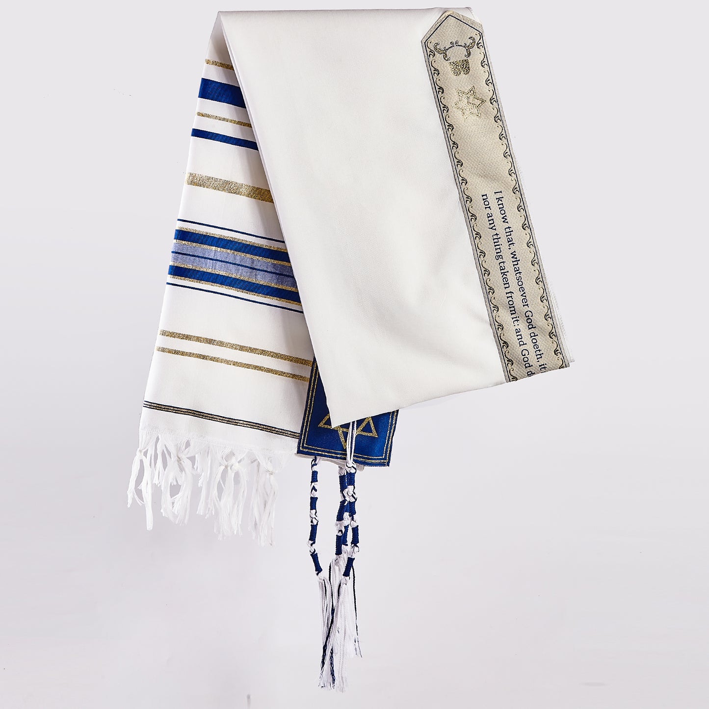 BRTAGG Tallit with Clips and Bag, Prayer Shawl with David of Star, 70"x 20" Jewish Gifts