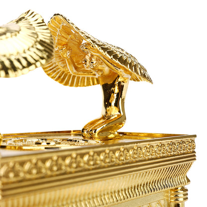 BRTAGG The Ark of The Covenant Replica Gold Plated Statue with Contents, Aaron‘s Rod/Manna/Ten Mandments Stone (Large)