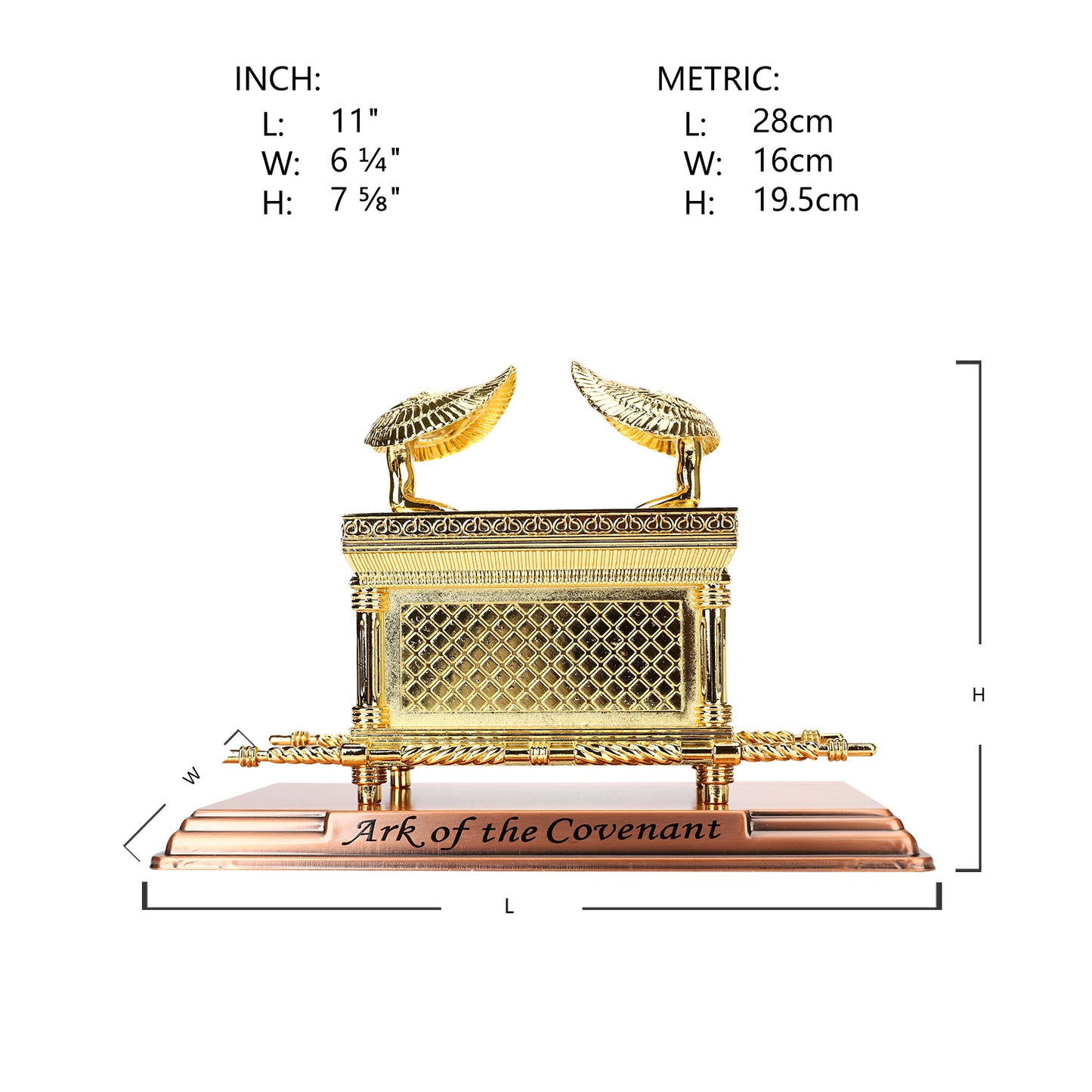 BRTAGG The Ark of The Covenant Replica Gold Plated Statue with Contents, Aaron‘s Rod/Manna/Ten Mandments Stone (Large)